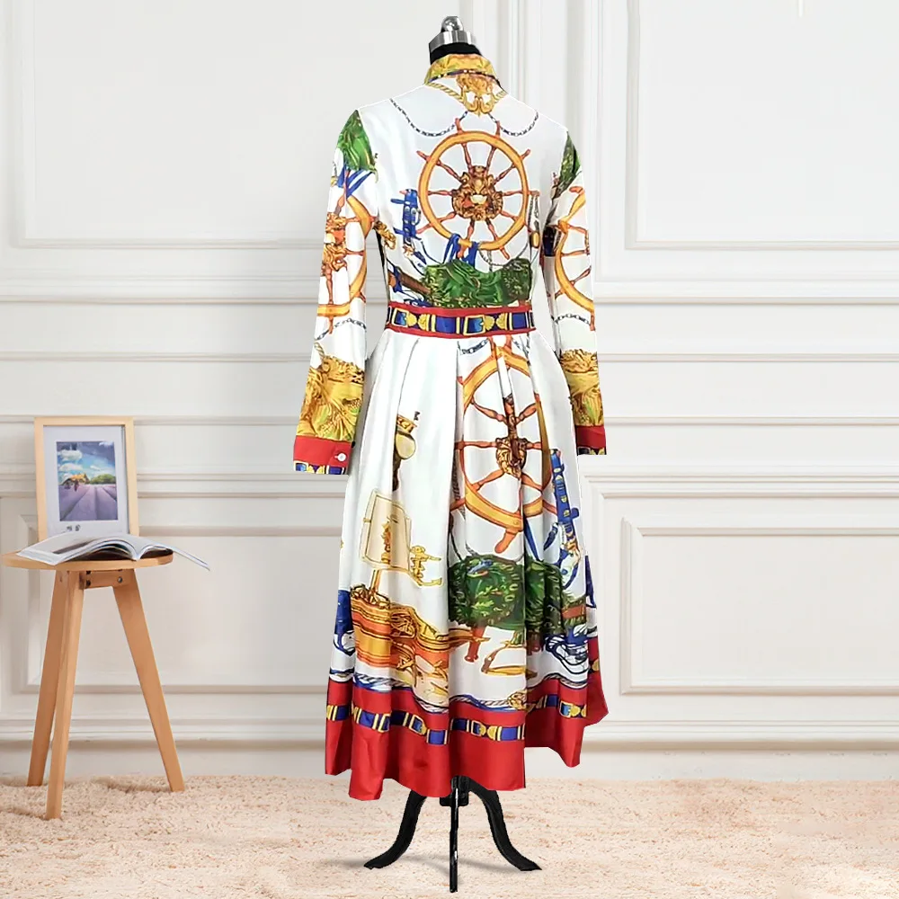 Vintage Women Printing A-line Dresses Plus Size Lady's Plus Size Turn-down Collar Single-Breasted High Waist Mid-Calf Dress
Vintage Women Printing A-line Dresses Plus Size Lady's Plus Size Turn-down Collar Single-Breasted High Waist Mid-Calf Dress