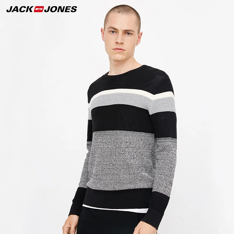 Мужской Хлопковый свитер в полоску с круглым вырезом JackJones | 218324523|Джемперы|