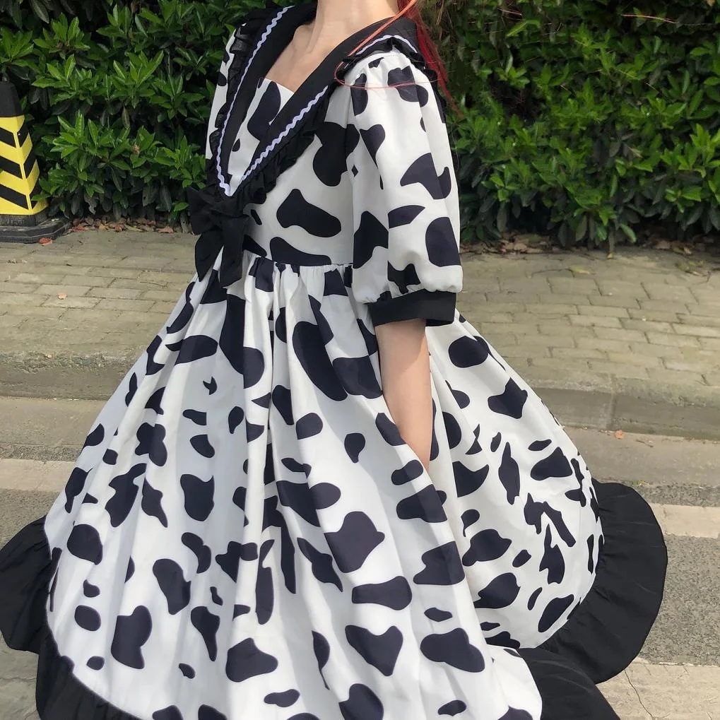 Женская летняя молочная одежда с принтом кавайная в стиле Харадзюку коротким