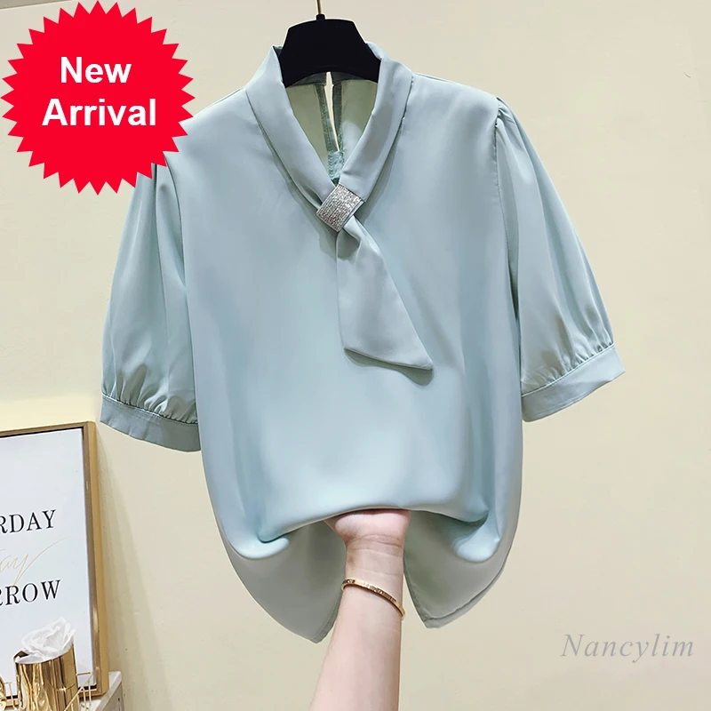 Short Sleeve Chiffon Blouse Woman Summer Lace-up V-neck Shirt Lady Top Blue Blusas Mujer De Moda 2021 Nancylim
Short Sleeve Chiffon Blouse Woman Summer Lace-up V-neck Shirt Lady Top Blue Blusas Mujer De Moda 2021 Nancylim