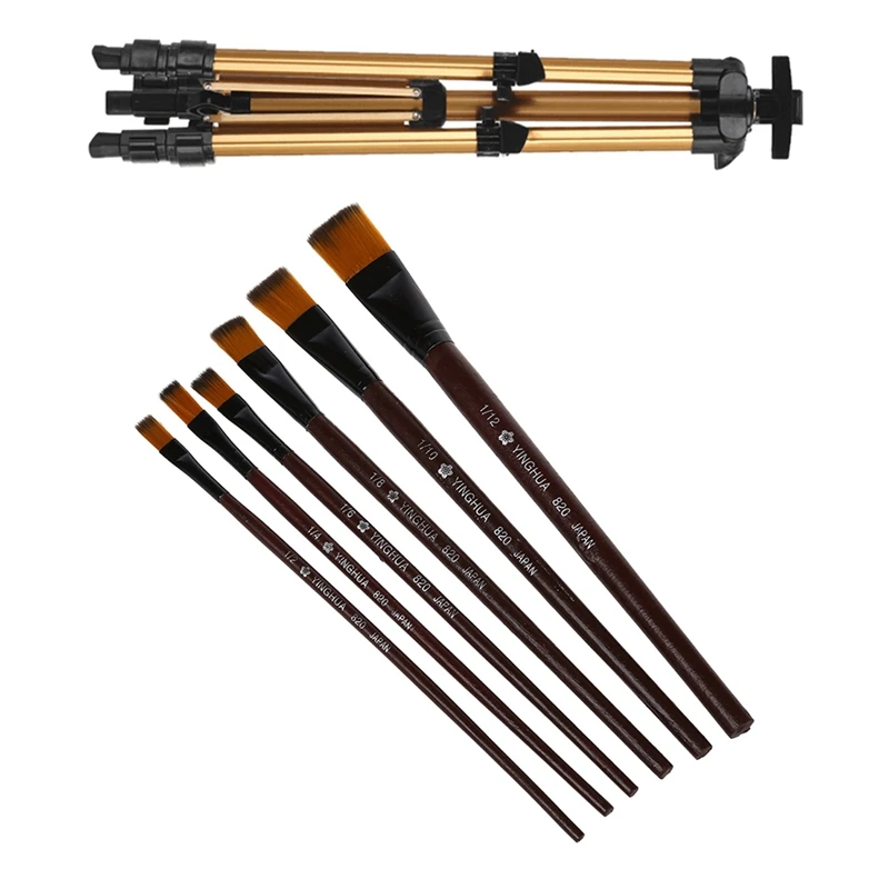 6 Pcs Art Brown Nylon Paint Brushes For Acrylic & 1 Pcs Aluminum Easel Stand Tripod With Carrying Bag
6 Pcs Art Brown Nylon Paint Brushes For Acrylic & 1 Pcs Aluminum Easel Stand Tripod With Carrying Bag