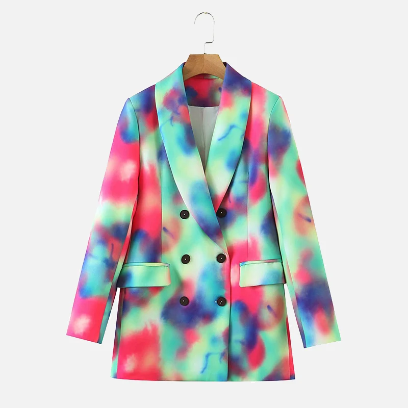 Tie Dye Double Breasted Women Suit Turn Down Collar Long Sleeve Pocket Button Slim Female Suits 2020 Autumn Fashion Lady Clothes
Tie Dye Double Breasted Women Suit Turn Down Collar Long Sleeve Pocket Button Slim Female Suits 2020 Autumn Fashion Lady Clothes