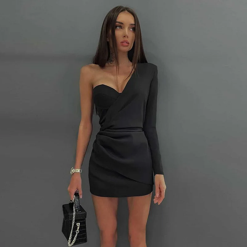 Black One Shoulder Sexy Bodycon Dress 2021 Autumn Elegant Pink Long Sleeve Evening Party Mini Dresses Women's Festival Clothing
Black One Shoulder Sexy Bodycon Dress 2021 Autumn Elegant Pink Long Sleeve Evening Party Mini Dresses Women's Festival Clothing