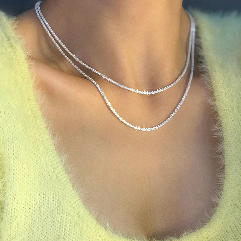 925 Sterling Silver Sparkling Clavicle Chain Shiny Choker Exquisite Necklace For Women Fine Jewelry Wedding Gift Wholesale NK106
925 Sterling Silver Sparkling Clavicle Chain Shiny Choker Exquisite Necklace For Women Fine Jewelry Wedding Gift Wholesale NK106