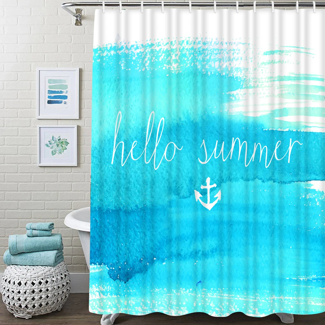 Colorful Shower Curtain Blue Summer Artistic Shower Curtain Waterproof Fabric For Bathroom Decor Shower Curtains Set With Hooks
Colorful Shower Curtain Blue Summer Artistic Shower Curtain Waterproof Fabric For Bathroom Decor Shower Curtains Set With Hooks