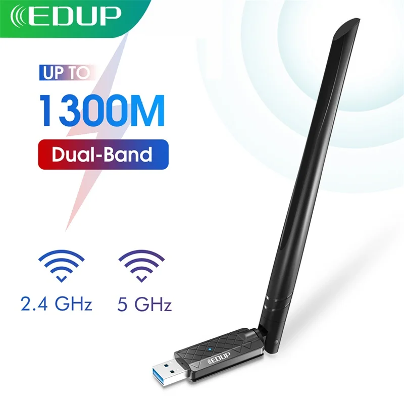 

EDUP Wifi Adapter USB 3.0 AC 1300Mbps Dual Band 2.4G/5.8G Wireless Network Card 802.11AC Wi-Fi Dongle for Laptop Desktop PC Mac