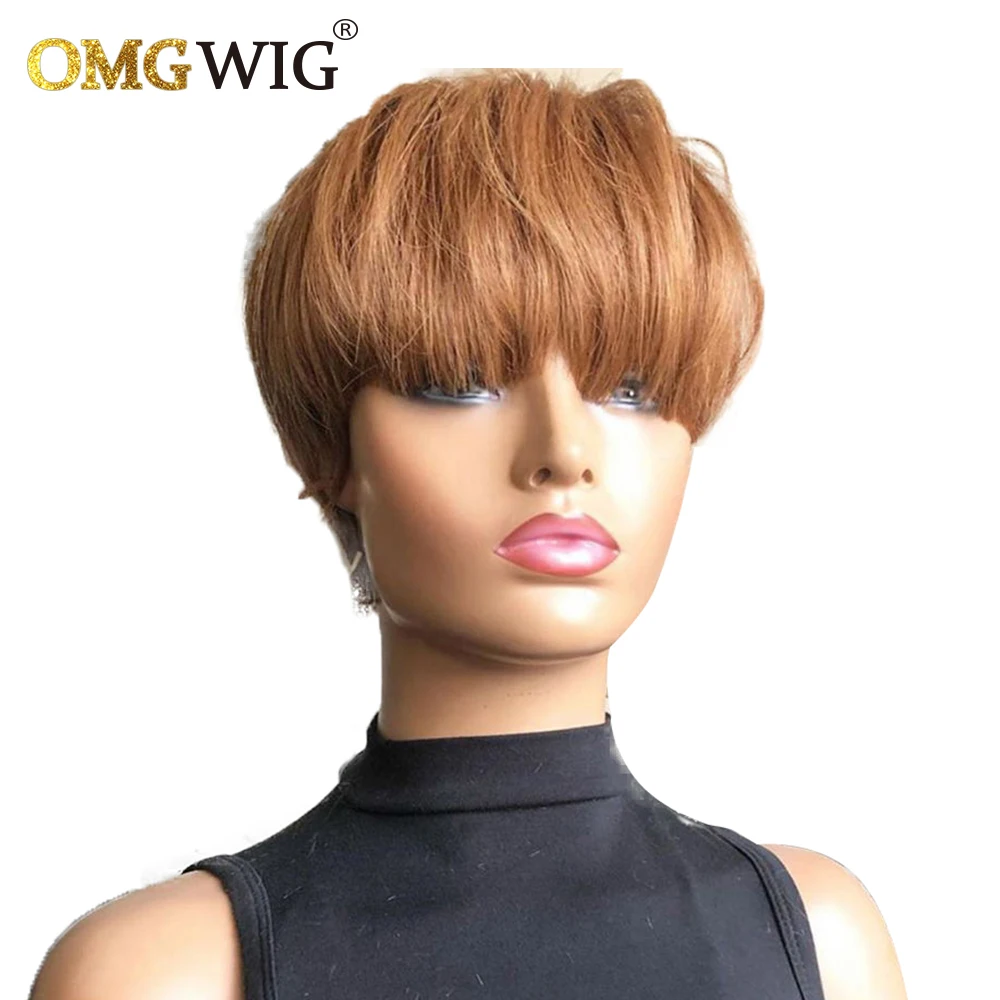 Honey Blonde Color Short Bob Pixie Cut Wig With Bangs OMG Straight Remy Brazilian Human Hair Wigs For Black Women Machine Made
Honey Blonde Color Short Bob Pixie Cut Wig With Bangs OMG Straight Remy Brazilian Human Hair Wigs For Black Women Machine Made