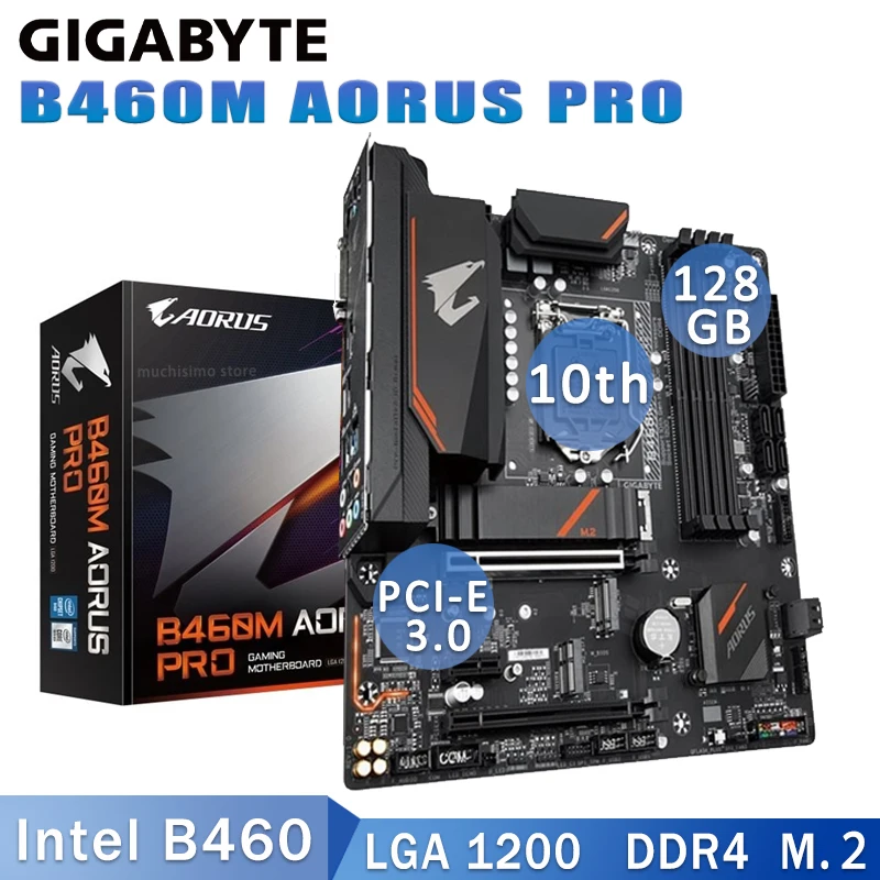 Материнская плата Gigabyte B460M AORUS PRO LGA 1200 10-го поколения Core/Pentium/Celeron DDR4 128 ГБ