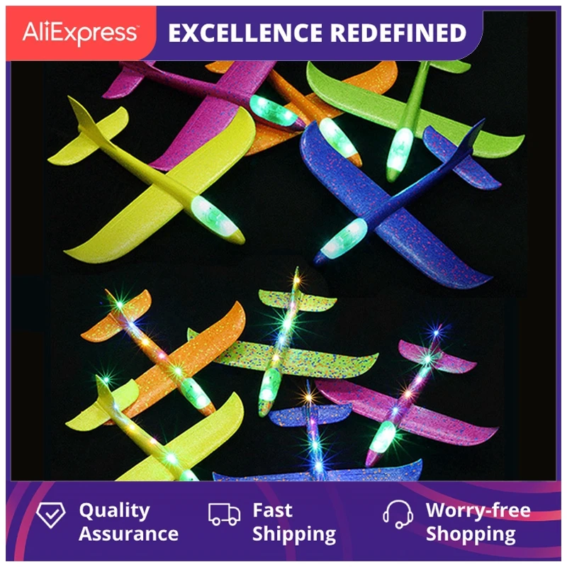 4pcs/set 48CM With LED Light Hand Throw Flying Glider 6 Colour Foam Plane Children Model Glider Free Fly Plane Toys
4pcs/set 48CM With LED Light Hand Throw Flying Glider 6 Colour Foam Plane Children Model Glider Free Fly Plane Toys