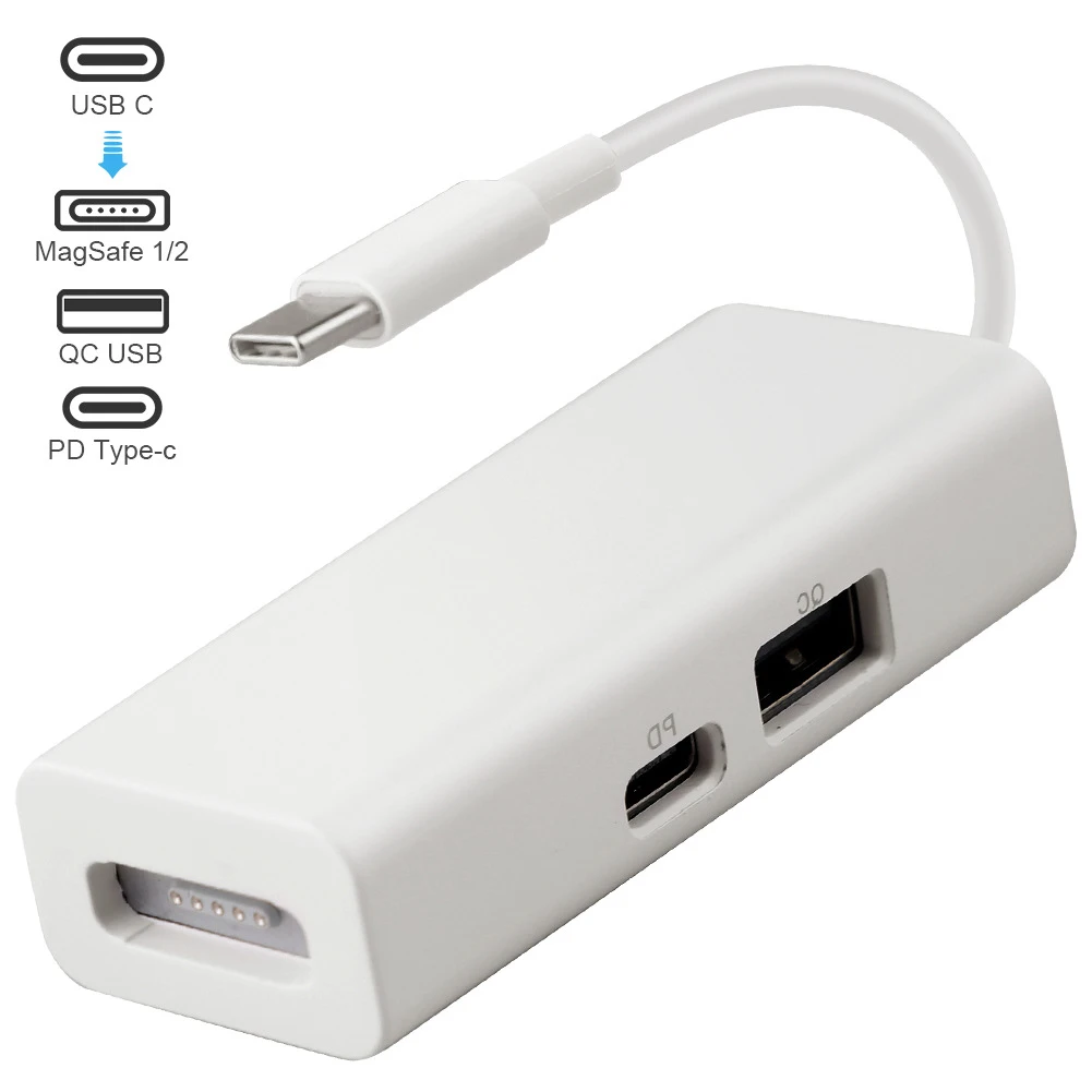 TypeC to MagSafe 1/2 3 in 1 USBC to MagSafe Adapter with PD fast charge port cable for Macbookpro Notebooks Smartphones with USB
TypeC to MagSafe 1/2 3 in 1 USBC to MagSafe Adapter with PD fast charge port cable for Macbookpro Notebooks Smartphones with USB