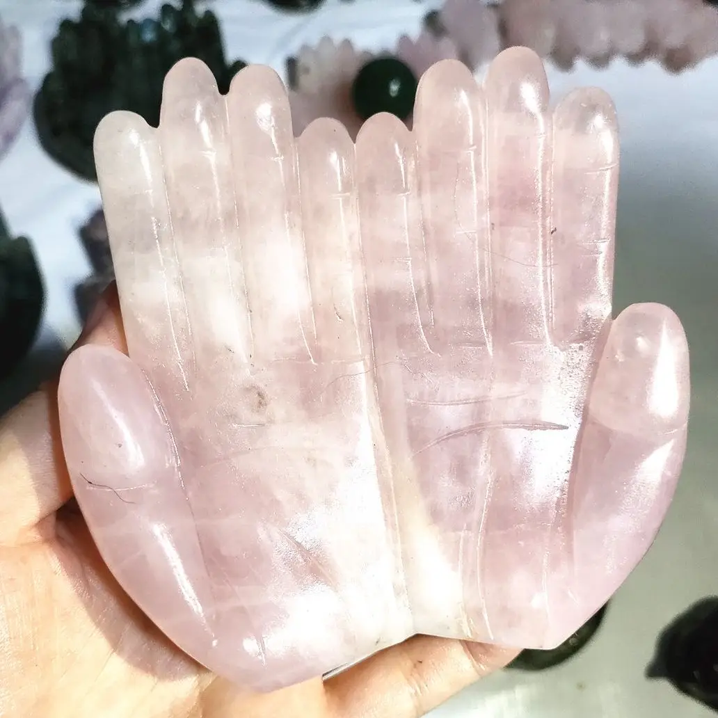 9-11cm Natural rose quartz crystal carving pink crystal buddha hand for home decoration
9-11cm Natural rose quartz crystal carving pink crystal buddha hand for home decoration