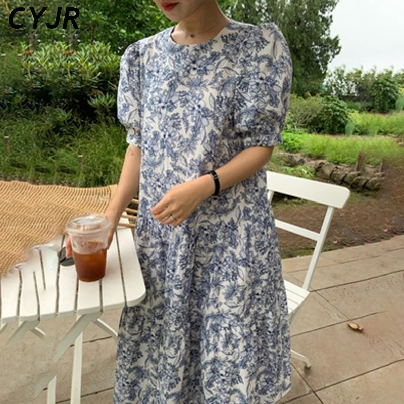 Sketch Printing Femme Robe Korean Chic Summer Retro Vestidos Round Neck Loose Long Puff Sleeve Dress Female
Sketch Printing Femme Robe Korean Chic Summer Retro Vestidos Round Neck Loose Long Puff Sleeve Dress Female