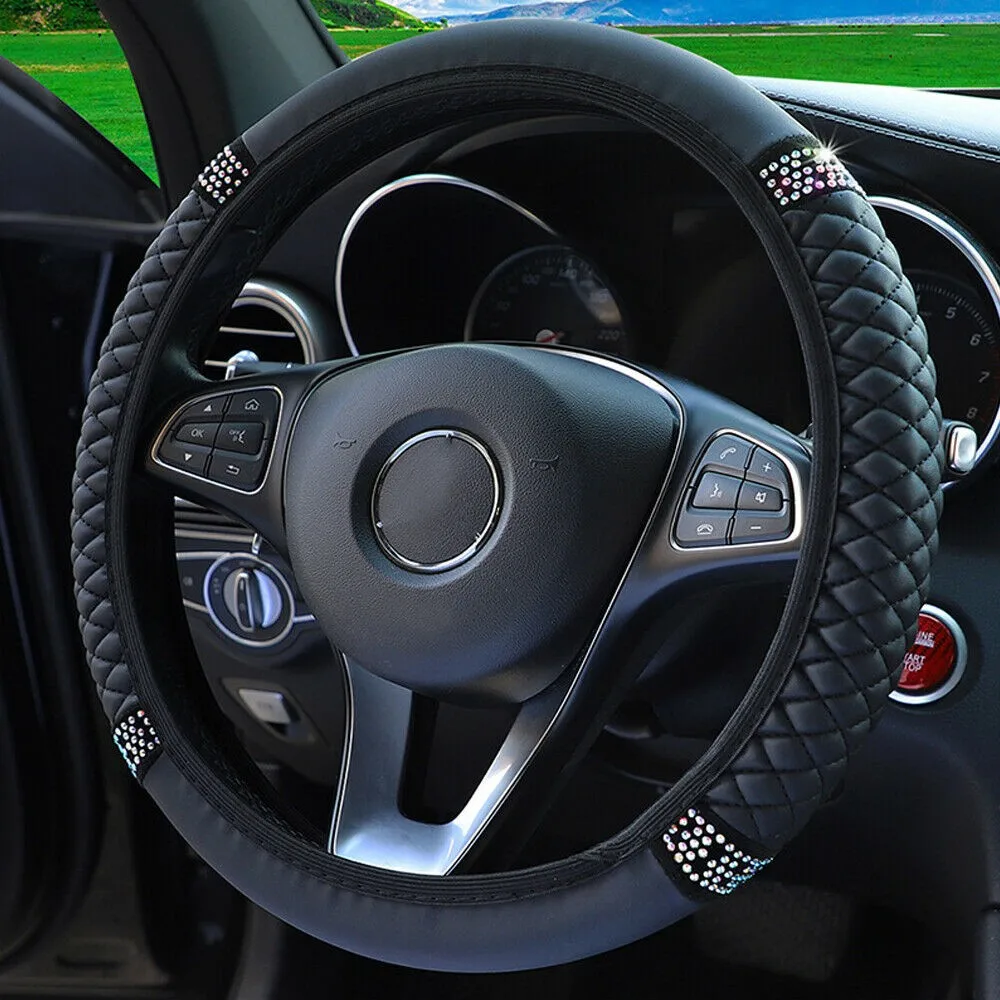 Car Steering Wheel Cover Black PU Leather Diamond Steering Protector Anti Dust Slip Washable 15\"/38cm Accessories
Car Steering Wheel Cover Black PU Leather Diamond Steering Protector Anti Dust Slip Washable 15\"/38cm Accessories
