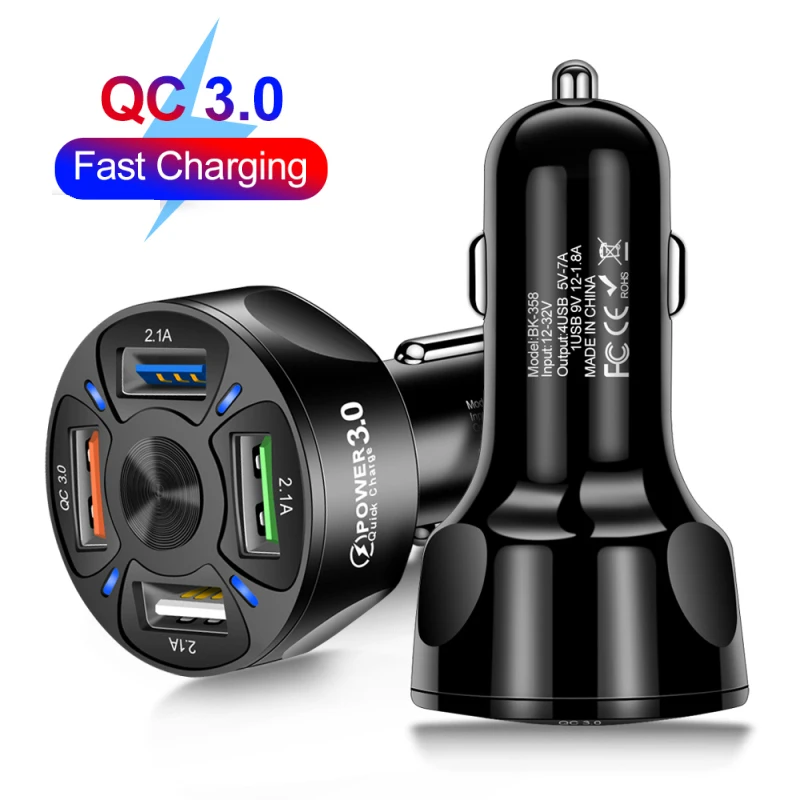 Автомобильное зарядное устройство 2 1 А QC3.0 4 USB-порта 12-32 В автомобильный адаптер