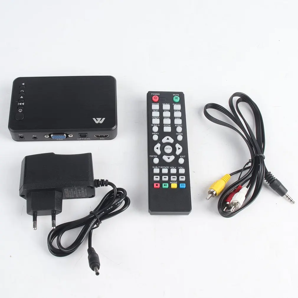 Мини Портативный полный 1920x1080 HDMI-совместимый VGA AV USB жесткий диск U-диск плеер