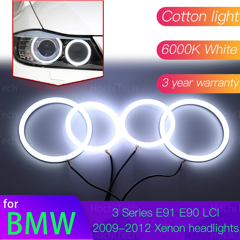 

Ангельские глазки комплект 6000L хлопковая белая Halo кольцевой светильник для BMW 3 серии E91 E90 LCI 2009-2012 Ксеноновые Фары Светильник s