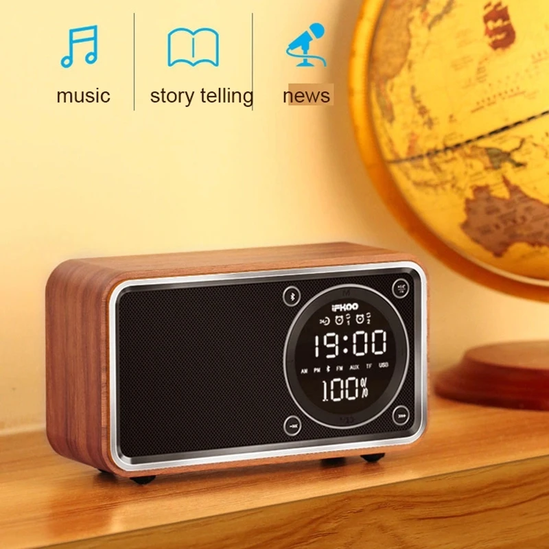 Портативный деревянный bluetooth-динамик, беспроводная уличная Ретро FM-радио, часы, динамик, настольный сабвуфер, будильник, аудио, caixa de som
Портативный деревянный bluetooth-динамик, беспроводная уличная Ретро FM-радио, часы, динамик, настольный сабвуфер, будильник, аудио, caixa de som