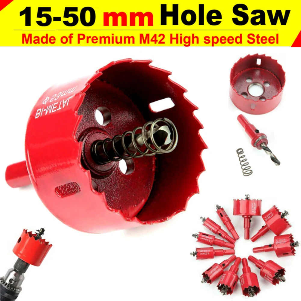 Bi Metal Hole Saw 15 Mm-50 Mm Drill Bit Arbor Pilot Hole Saw Metal Wood Plastic New
Bi Metal Hole Saw 15 Mm-50 Mm Drill Bit Arbor Pilot Hole Saw Metal Wood Plastic New