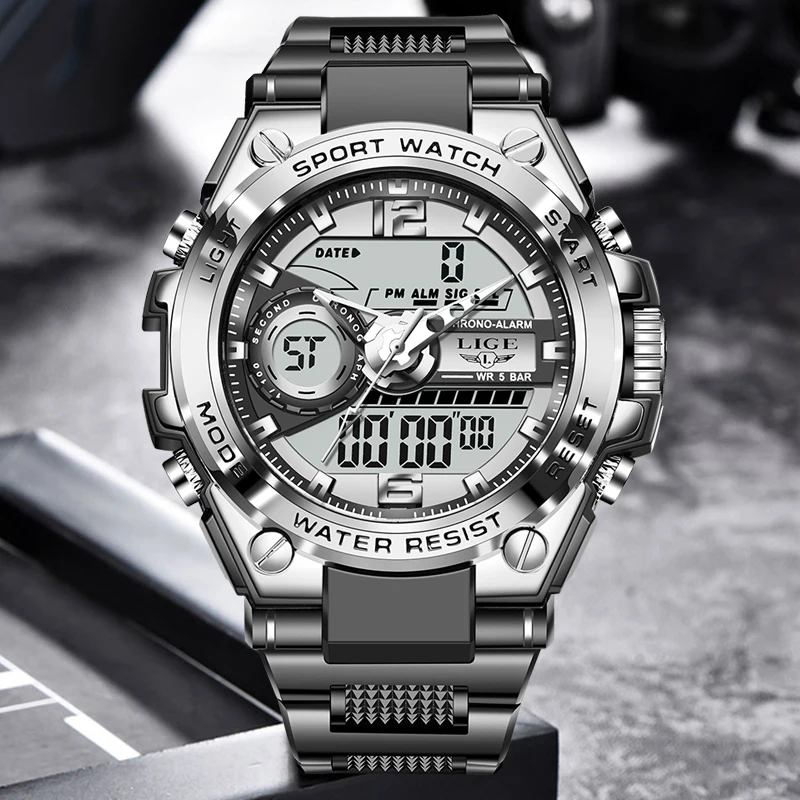 2021 LIGE Sport Men Quartz Digital Watch Creative Diving Watches Men Waterproof Alarm Watch Dual Display Clock Relogio Masculino
2021 LIGE Sport Men Quartz Digital Watch Creative Diving Watches Men Waterproof Alarm Watch Dual Display Clock Relogio Masculino