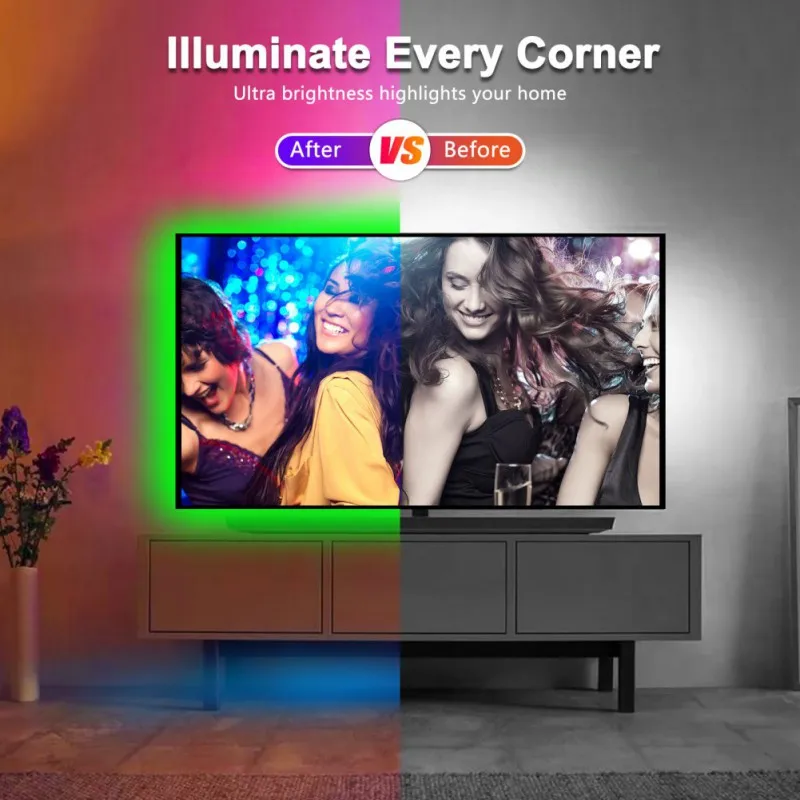 Waterproof RGB Multicolor Changing Flexible LED Rope Lights TV Backlight Tape Strip Light Kit with 44Key IR
Waterproof RGB Multicolor Changing Flexible LED Rope Lights TV Backlight Tape Strip Light Kit with 44Key IR