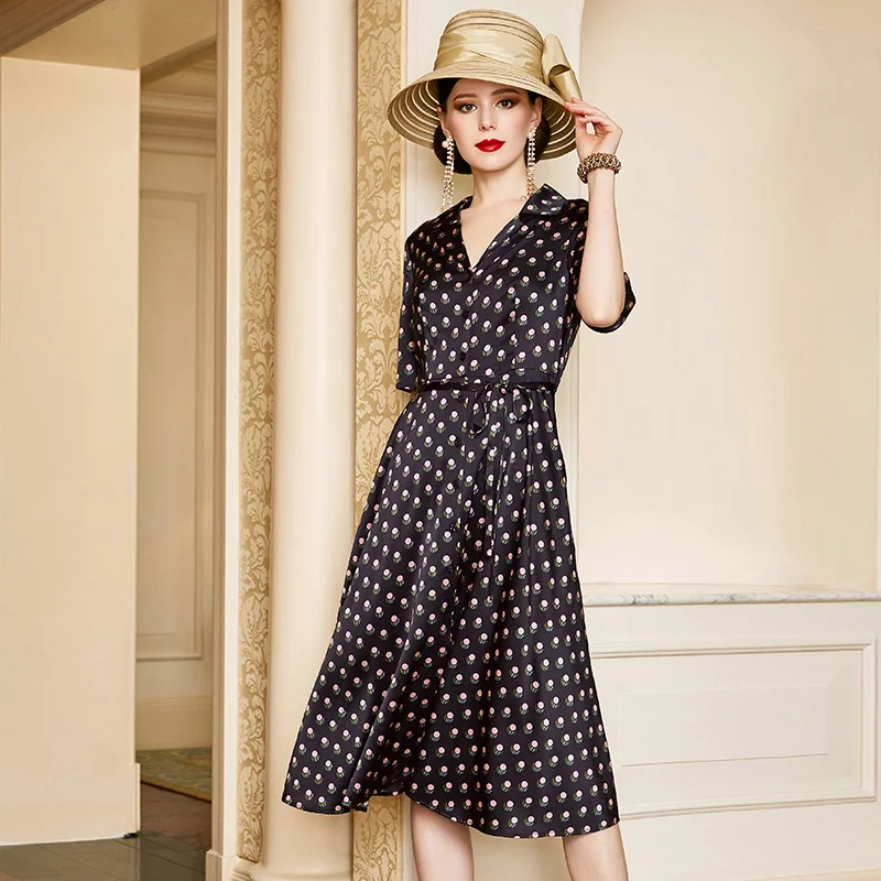 SHZQ Silk Dress Women's 2021 Summer New Mulberry Silk Skirt Black Wave Dot Waist A-shaped Skirt
SHZQ Silk Dress Women's 2021 Summer New Mulberry Silk Skirt Black Wave Dot Waist A-shaped Skirt