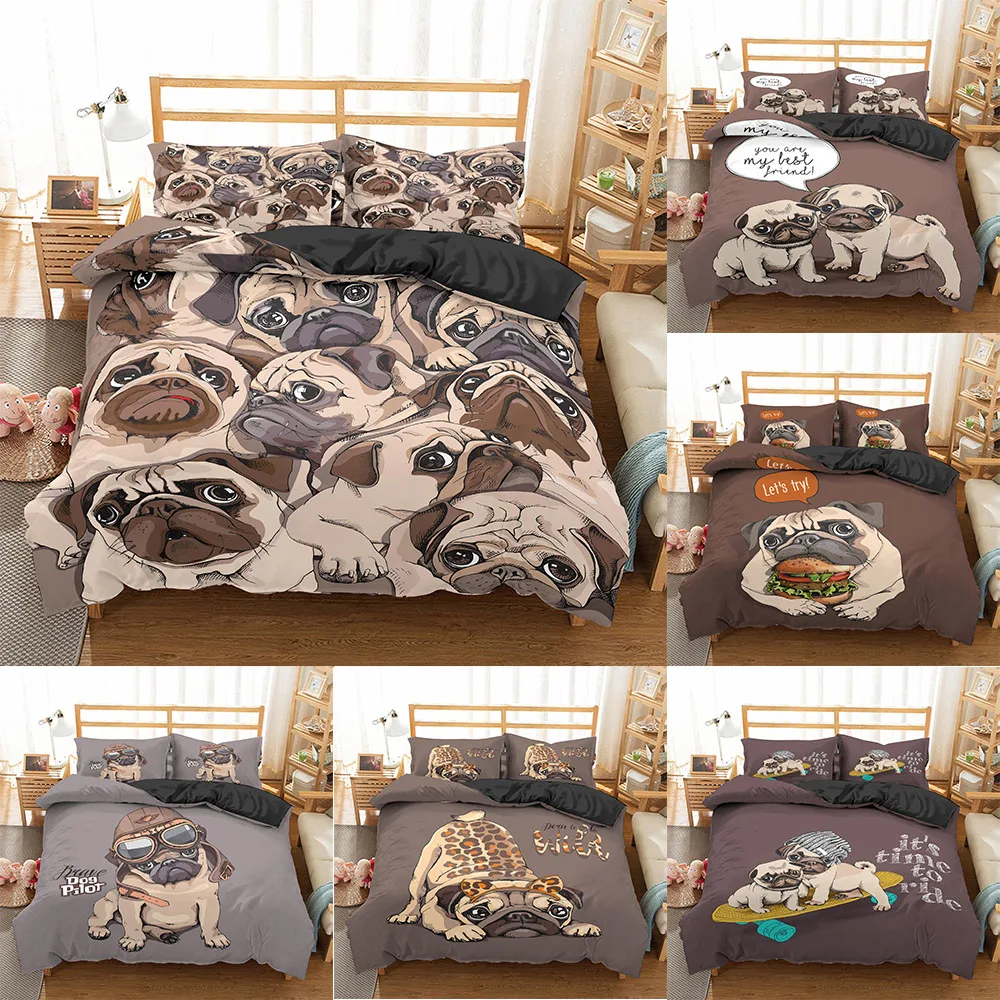 3D Print Cartoon Pug Dog Bedding Sets 2/3 Pieces Bed Cover Set King Queen Duvet Cover Home Luxury Custom Bedspread Pillowcase
3D Print Cartoon Pug Dog Bedding Sets 2/3 Pieces Bed Cover Set King Queen Duvet Cover Home Luxury Custom Bedspread Pillowcase