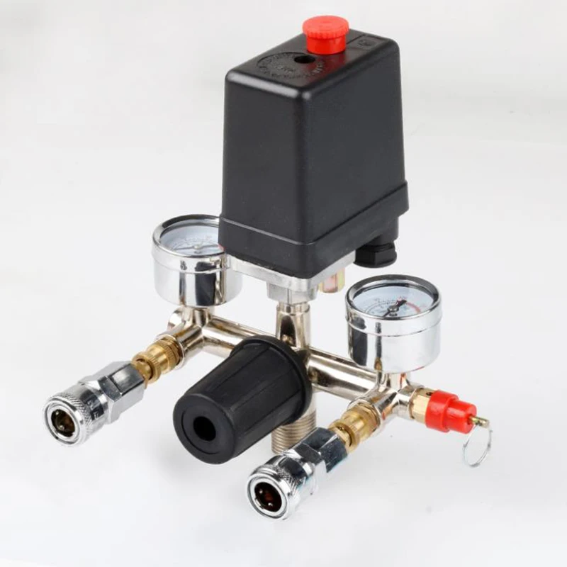 220V Air Compressor Pressure Switch Valve Pump Aluminium Alloy Control Valve Manifold Relief Regulator with Gauge
220V Air Compressor Pressure Switch Valve Pump Aluminium Alloy Control Valve Manifold Relief Regulator with Gauge