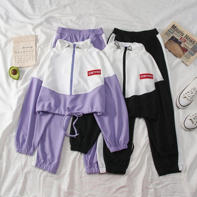 Patchwork Zipper Stand Collar Short Pullovers Tracksuit Women Harajuku Casual Sweatsuit Streetwear Harem Trouser Two Piece Sets
Patchwork Zipper Stand Collar Short Pullovers Tracksuit Women Harajuku Casual Sweatsuit Streetwear Harem Trouser Two Piece Sets