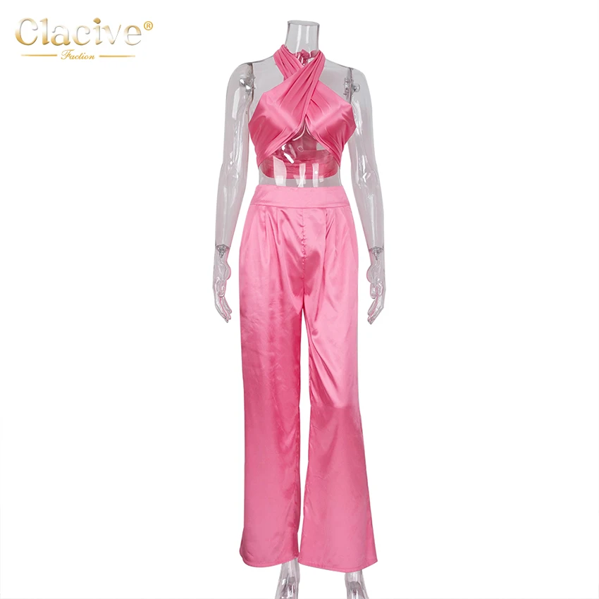Clacive Sexy Chic Satin Women Two Piece Set Summer Halter Tank Top High Waist Palazzo Pants Set Fashion Party Club 2 Piece Set
Clacive Sexy Chic Satin Women Two Piece Set Summer Halter Tank Top High Waist Palazzo Pants Set Fashion Party Club 2 Piece Set