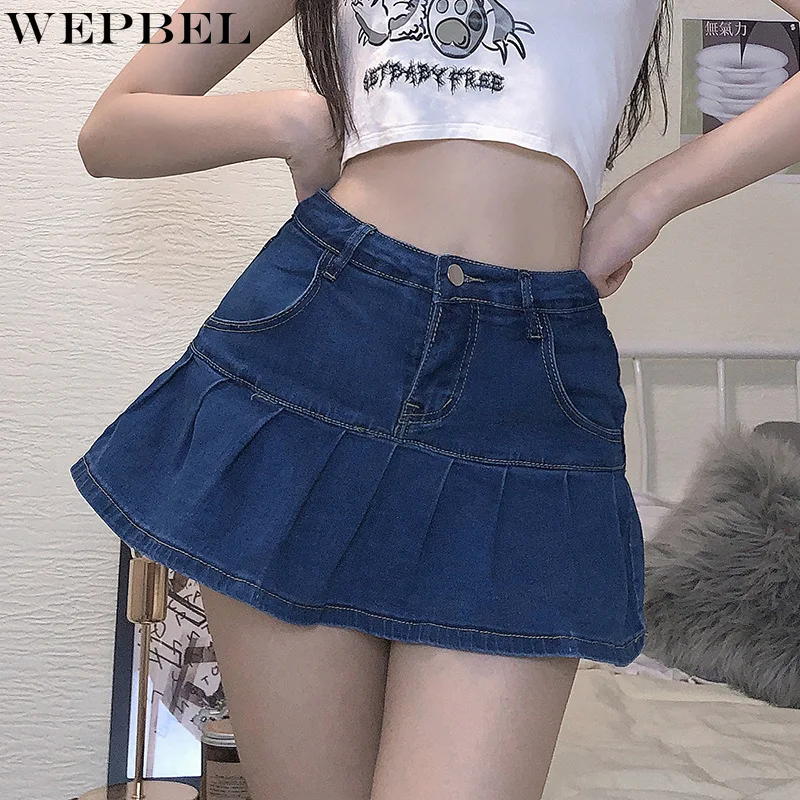 WEPBEL Patchwork Ruffled Denim Skirt Women's Sexy Pleated Skirt Women's Casual Solid Color Buttons Mid-Waist Denim Skirt
WEPBEL Patchwork Ruffled Denim Skirt Women's Sexy Pleated Skirt Women's Casual Solid Color Buttons Mid-Waist Denim Skirt