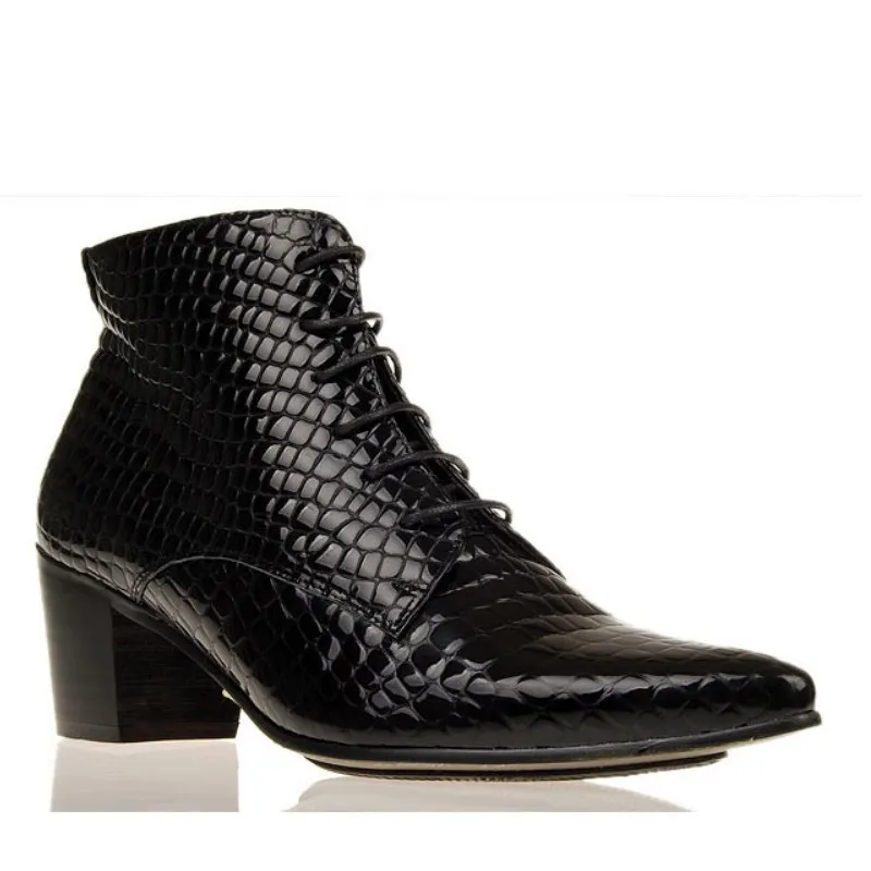 Brand Pointed Toe High Heel Genuine Leather Shoes Men Fashion Lace Up Dress Ankle Boots Black Snakeskin High Top Basic Boots
Brand Pointed Toe High Heel Genuine Leather Shoes Men Fashion Lace Up Dress Ankle Boots Black Snakeskin High Top Basic Boots