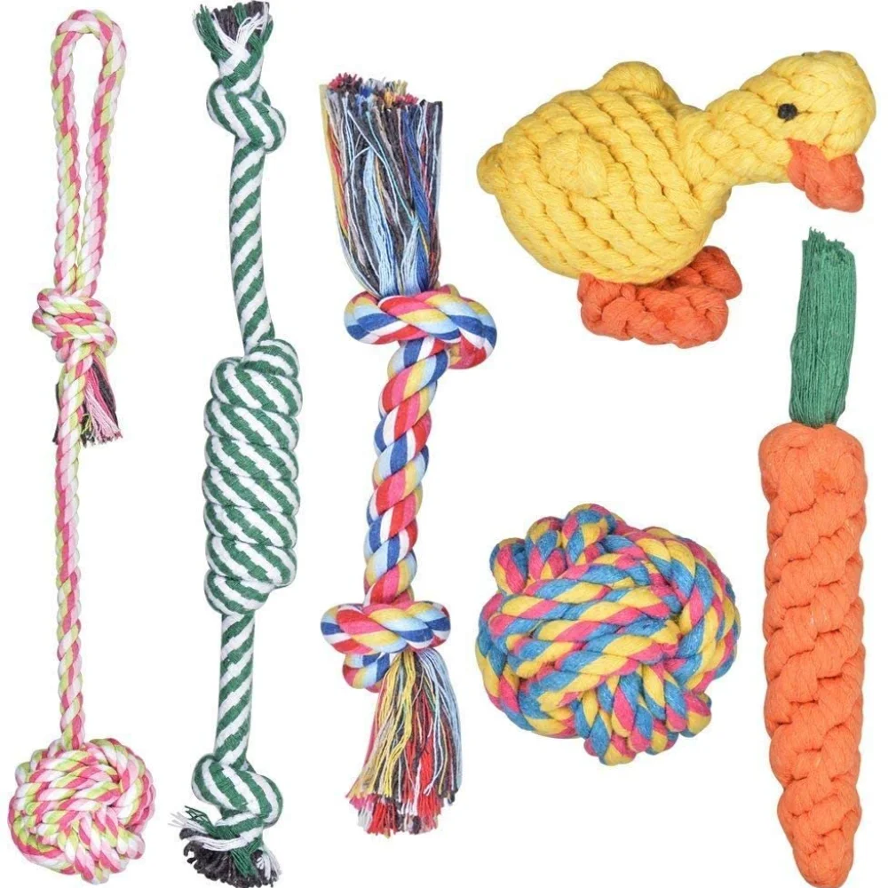 Durable 6 Pcs Pet Dog Rope Toy Set Bone Tug Ball Rope Chew Toy for Puppy Cotton Braided Rope for Training Dental Health Cleaning
Durable 6 Pcs Pet Dog Rope Toy Set Bone Tug Ball Rope Chew Toy for Puppy Cotton Braided Rope for Training Dental Health Cleaning