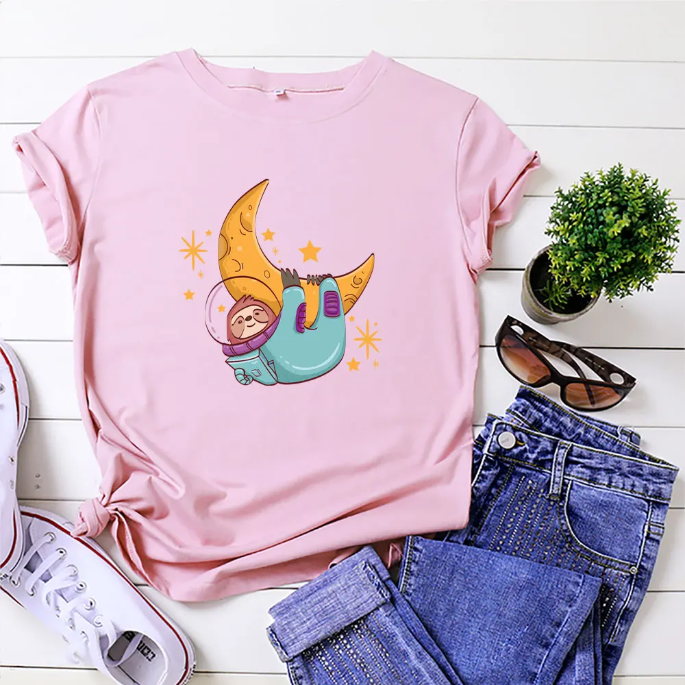 2021 Oversized Women's T-shirt 100% Cotton Cartoon Sloth Moon Shirt O-neck Short Sleeve T-shirt Summer T-shirt Women T-Shirt Top
2021 Oversized Women's T-shirt 100% Cotton Cartoon Sloth Moon Shirt O-neck Short Sleeve T-shirt Summer T-shirt Women T-Shirt Top