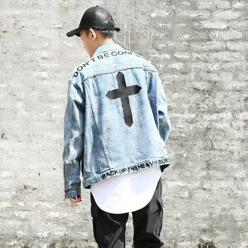 Men's Jackets 2021 Loose Denim Jacket Distressed Jacket Letter Cross Print Plus Size Couple Top Korean Fashion Slim Fit Quality
Men's Jackets 2021 Loose Denim Jacket Distressed Jacket Letter Cross Print Plus Size Couple Top Korean Fashion Slim Fit Quality