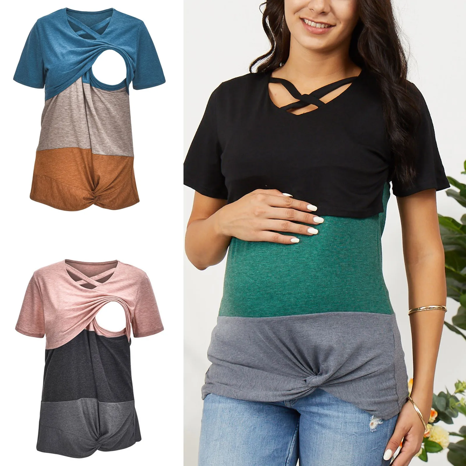 Layered Nursing Top Women's Maternity Pocket Nursing Solid Color Stitching Top Для Беременных Pregnant Stitching Clothes New
Layered Nursing Top Women's Maternity Pocket Nursing Solid Color Stitching Top Для Беременных Pregnant Stitching Clothes New