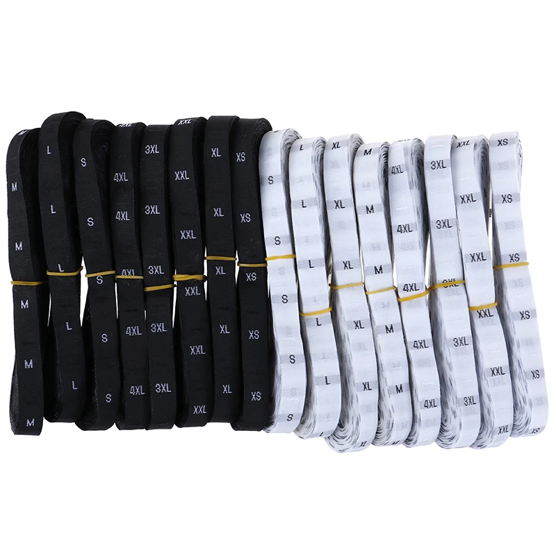 

Hot XS-4XL White Black 30mmx 12mm 1 Roll (about 500PCs) Size Labels Garment Clothing Woven Tags Clothing Size Label