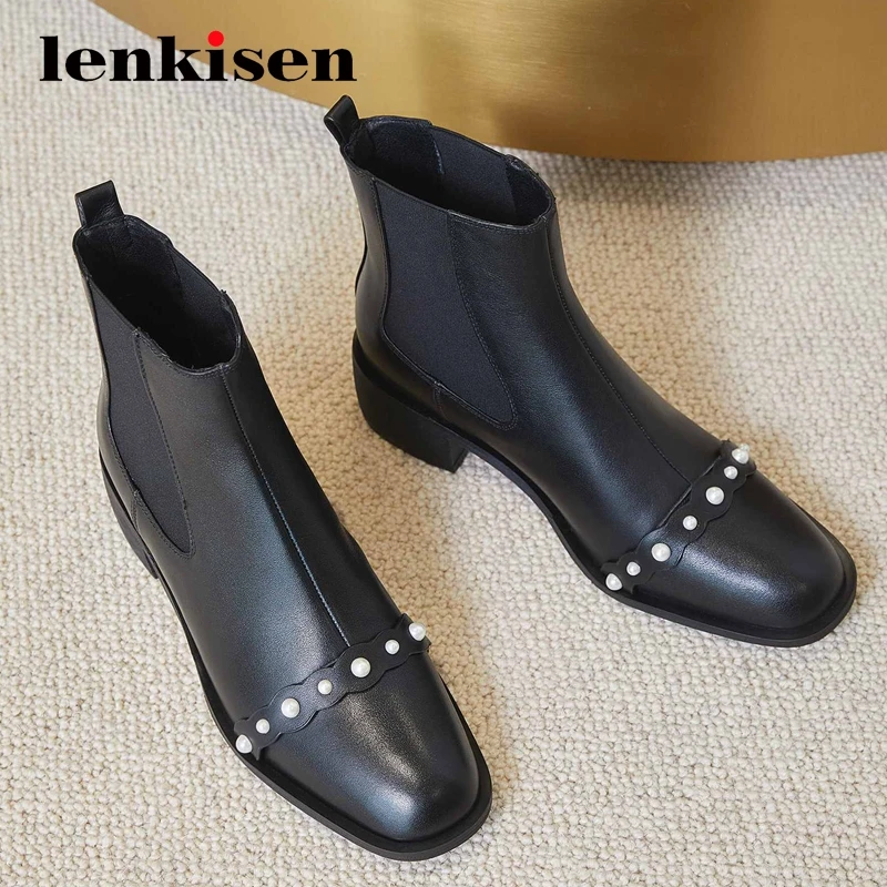 Зимние новые сапоги Lenkisen 2020 из натуральной кожи с украшением из жемчуга с круглым носком на толстом среднем каблуке без застежек ботильоны ...
Зимние новые сапоги Lenkisen 2020 из натуральной кожи с украшением из жемчуга с круглым носком на толстом среднем каблуке без застежек ботильоны ...