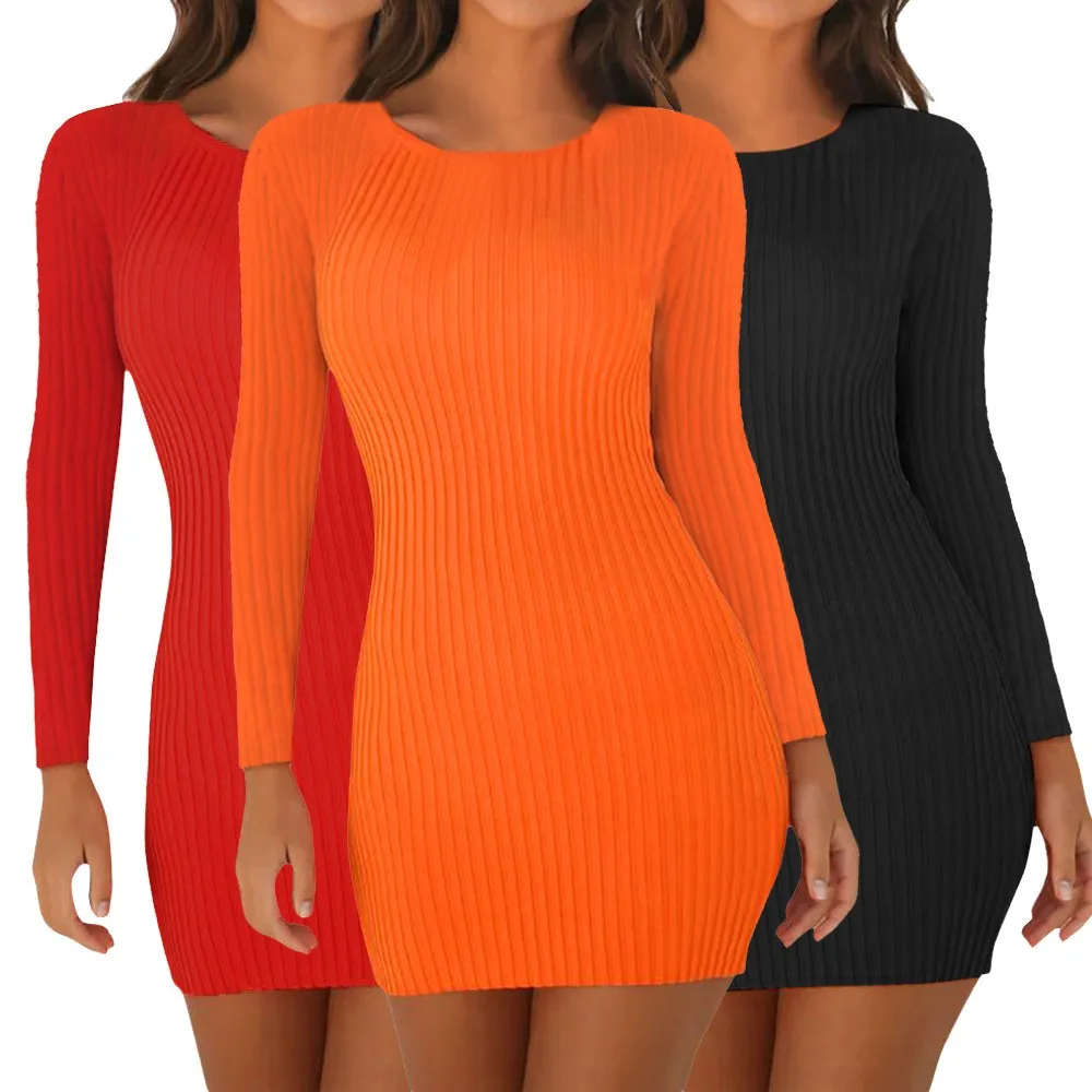 Striped Solid Color Knitted Long-Sleeved Round Neck Pullover Casual Commuter Dress Ladies Bag Hip Sexy Mini Skirt Tight-Fitting
Striped Solid Color Knitted Long-Sleeved Round Neck Pullover Casual Commuter Dress Ladies Bag Hip Sexy Mini Skirt Tight-Fitting