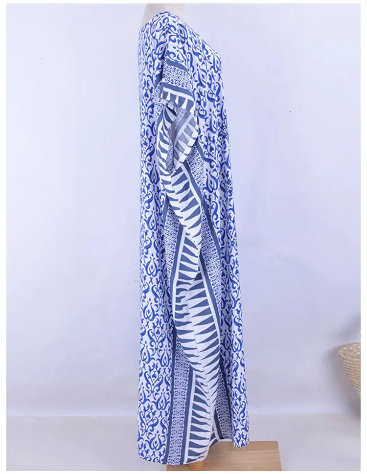 Blue Print Off Shoulder Maxi Kaftan Beach Dress Plus Size Cotton Women Tunic Bathing Suit Cover Up Turkey Robe Plage Female 2019
Blue Print Off Shoulder Maxi Kaftan Beach Dress Plus Size Cotton Women Tunic Bathing Suit Cover Up Turkey Robe Plage Female 2019