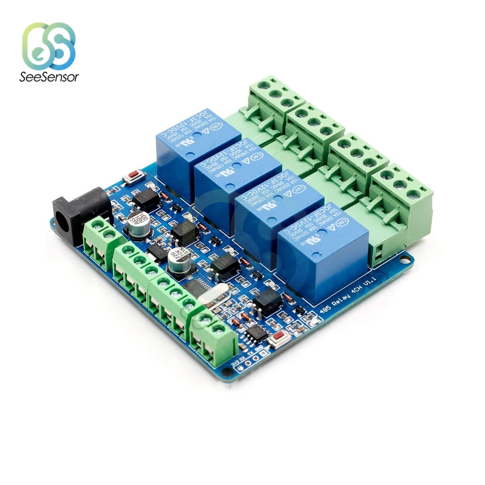 4 Канальный Релейный Модуль Modbus RTU 12 В переключатель STM8S103 MCU две разработки