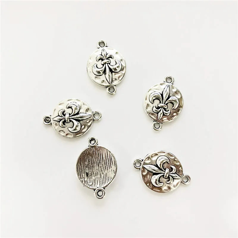 30pcs Tiny Fleur De Lis Connector Charms Jewelry DIY Necklace Bracelet Key Chain Aesthetic Accessories Jewelry Making Supplies