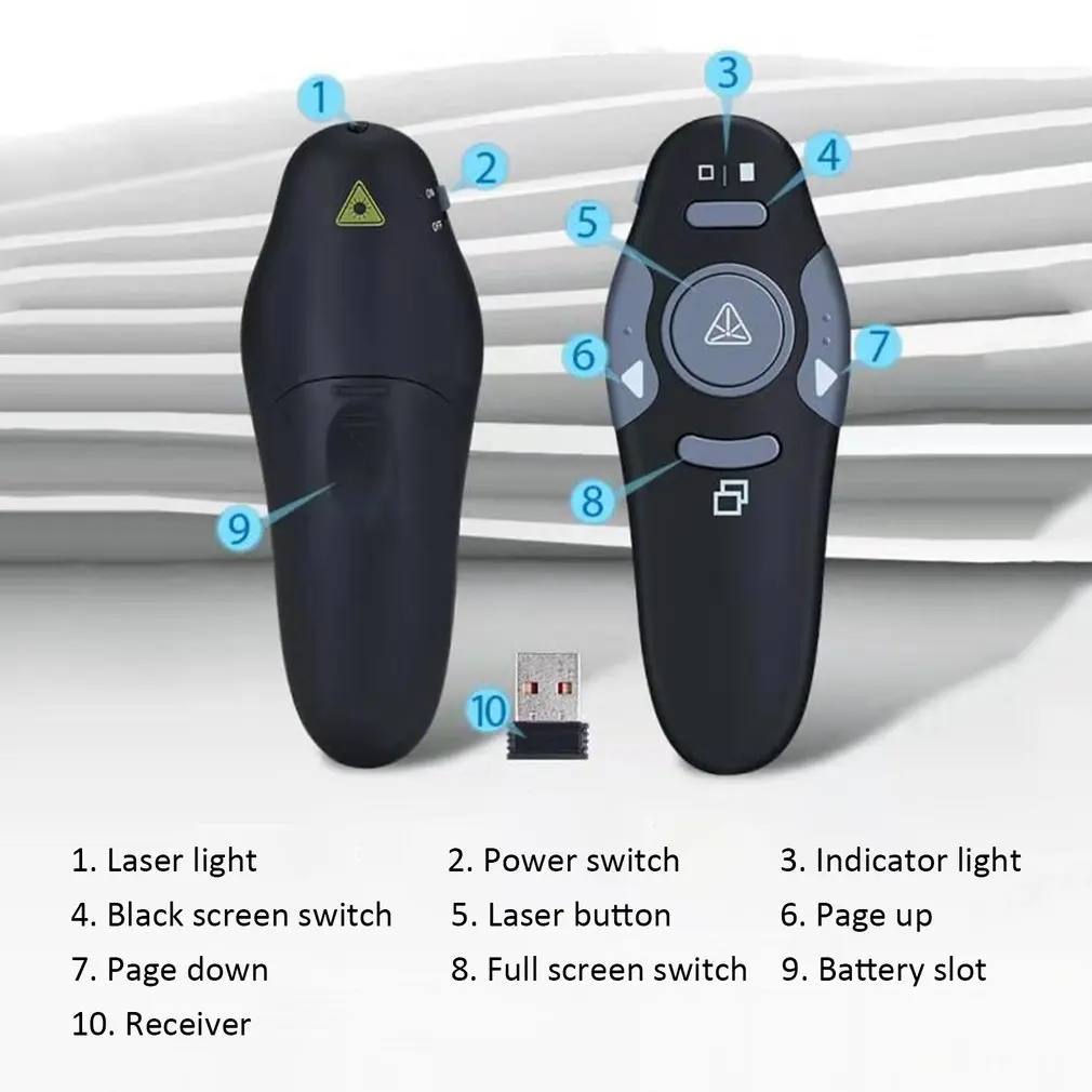 2.4GHz Wireless USB Powerpoint Presentation Remote Control Page PPT Flip Pen Pointer Clicker Presenter Red Light RF for Teacher - купить по