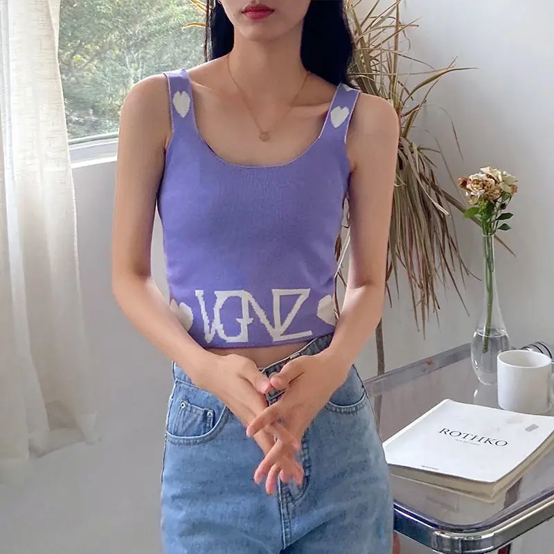 Women's Summer Sports Vest Sleeveless Alphabet Print Camis Tank Top Chic Korean Fashion Clothing Slim Knitted Camisole T-shirt
Women's Summer Sports Vest Sleeveless Alphabet Print Camis Tank Top Chic Korean Fashion Clothing Slim Knitted Camisole T-shirt