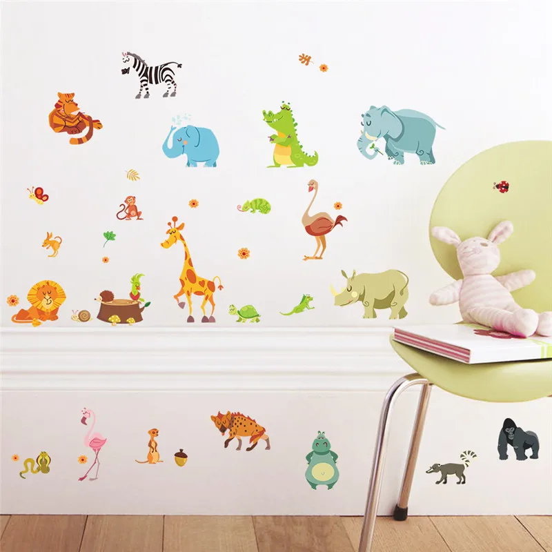 Jungle Animals Wall Stickers for Kids Rooms Safari Nursery Rooms Baby Home Decor Poster Monkey Elephant Horse Wall Decals 
Jungle Animals Wall Stickers for Kids Rooms Safari Nursery Rooms Baby Home Decor Poster Monkey Elephant Horse Wall Decals