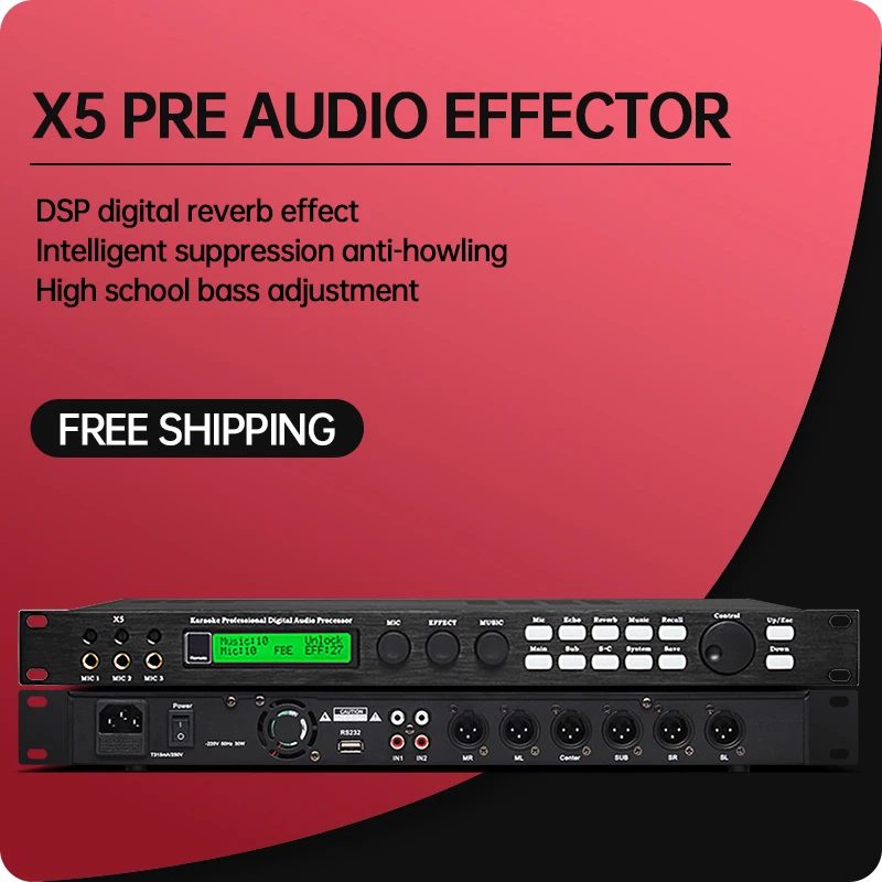 Front X5 effector professional KTV front microphone conference DSP audio processor suppressor reverberation anti-howling
Front X5 effector professional KTV front microphone conference DSP audio processor suppressor reverberation anti-howling