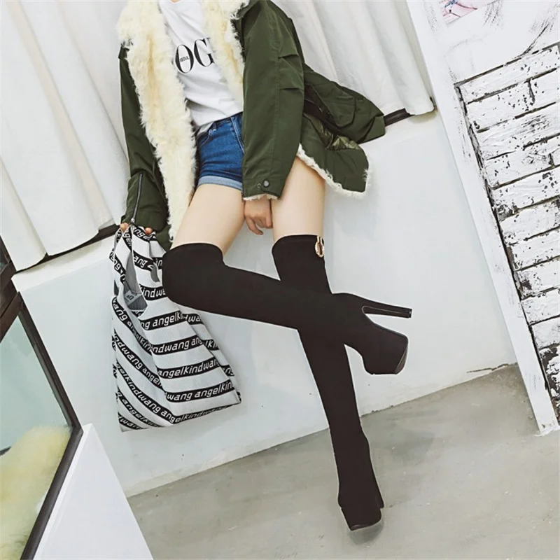 Winter Women's Over-the-knee Boots Thin Heels Platform Flock Round Toe Female Shoes Slip-on Solid Color Fashion Botas De Mujer
Winter Women's Over-the-knee Boots Thin Heels Platform Flock Round Toe Female Shoes Slip-on Solid Color Fashion Botas De Mujer