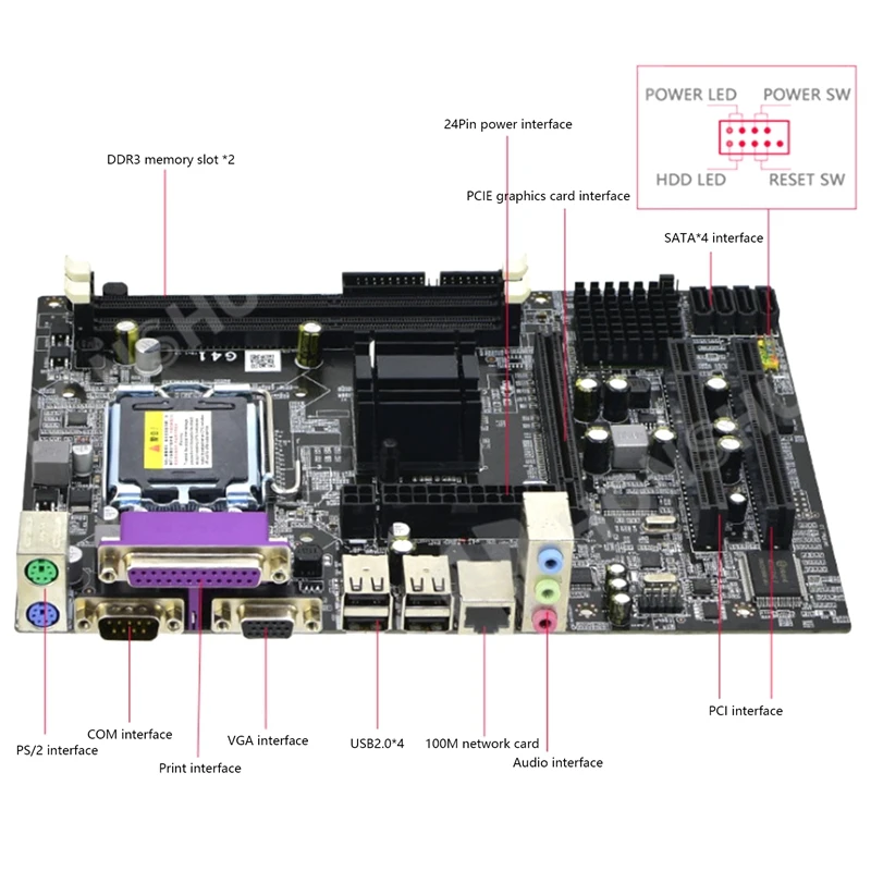 Материнская плата G41 для настольного компьютера Ddr3 двухканальная 8G USB 2 0 Sata