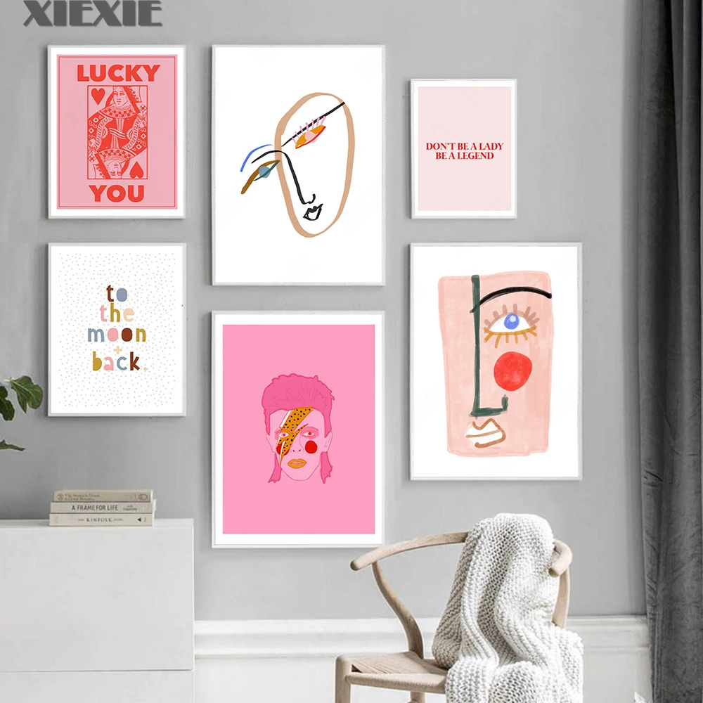 Nordic Abstract Poster Line Face Canvas Painting Wall Art Pink Style Letter Lucky You Pictures for Living Room Modern Decoration
Nordic Abstract Poster Line Face Canvas Painting Wall Art Pink Style Letter Lucky You Pictures for Living Room Modern Decoration