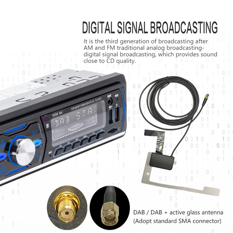 Car MP3 Player, 1DIN Bluetooth Stereo USB AUX FM AM RDS DAB DAB+ Car Radio Receiver Multimedia o
Car MP3 Player, 1DIN Bluetooth Stereo USB AUX FM AM RDS DAB DAB+ Car Radio Receiver Multimedia o