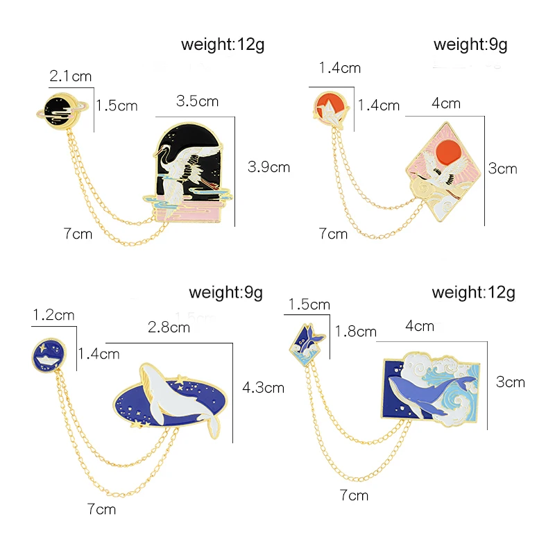 Chain Enamel Pins Crane Sun Cloud Stars Whale Brooche Backpack Badges Exquisite Gifts For Women Men Custom Jewely
Chain Enamel Pins Crane Sun Cloud Stars Whale Brooche Backpack Badges Exquisite Gifts For Women Men Custom Jewely